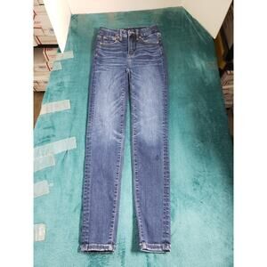 American Eagle Jeans Size 00 Womens Blue Stretch Pants Denim High Rise Jegging